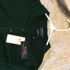 Hunter green mens long sleeve polo
